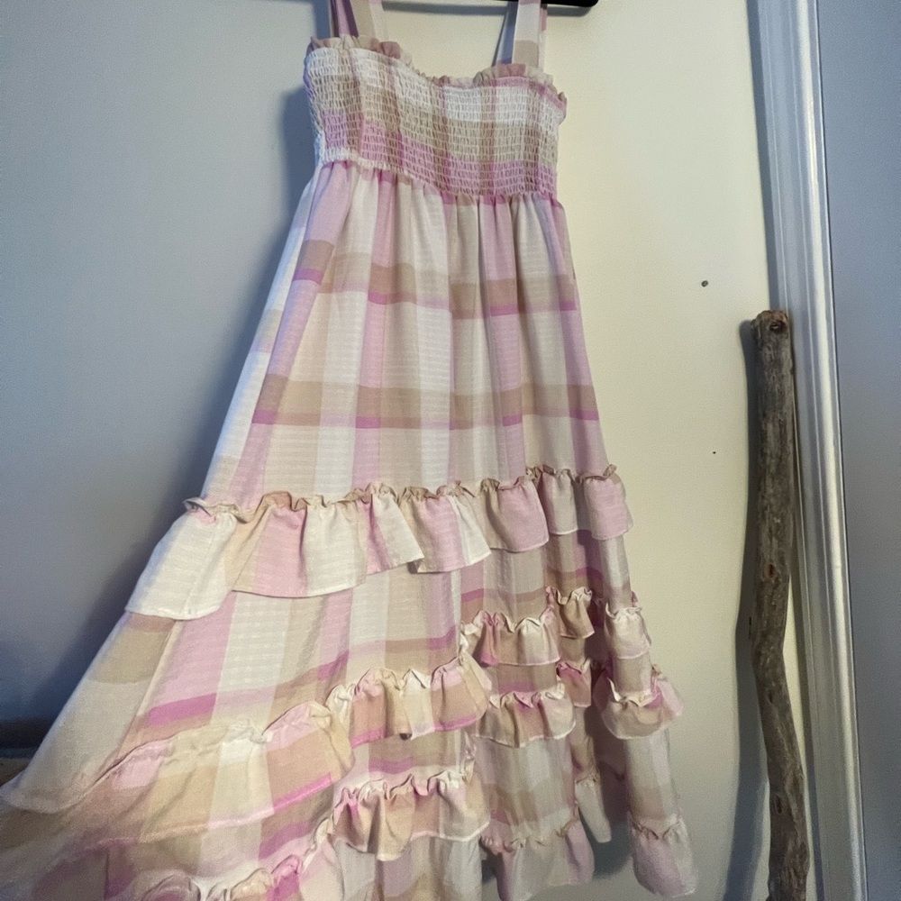 Moon River Pink Gingham Prairie Dress